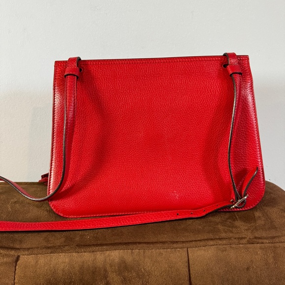 Gucci Women's Bamboo Daily Red Leather Flap Shoulder Bag - Picture 10 of 16